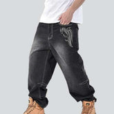 Bestickte weite Jeanshose für Herren